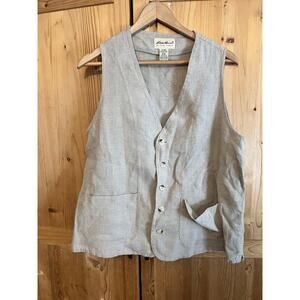 Eddie Bauer 100% Linen Vest Size M